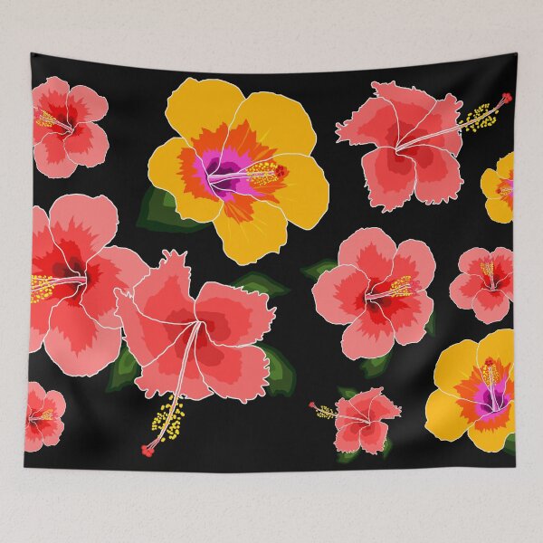 Item preview, Hibiscus illustration pattern designed and sold by HibouMagique.