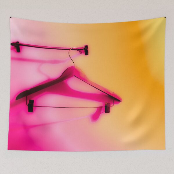Item preview, wood hanger with pink and orange wall background designed and sold by Mrvell.