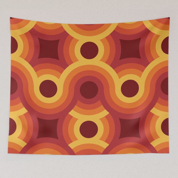 Item preview, Disco Retro 70s 80s pattern orange red yellow circles Decor Decorations designed and sold by Draculaura2009.