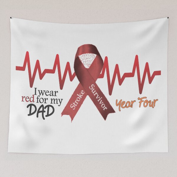 Item preview, Stroke Survivor I Wear Red For My Dad Red Ribbon Year Four Survival designed and sold by Hanlar.