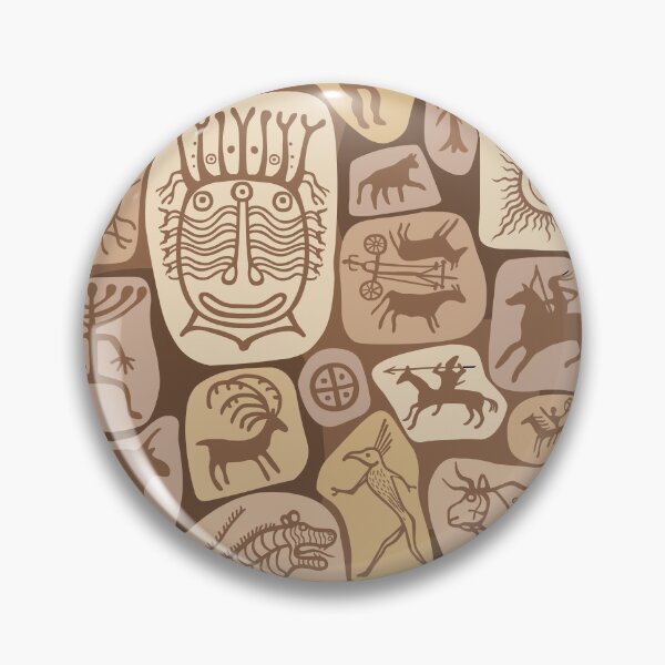 Item preview, Seamless pattern - Ancient rock paintings. Drawing on a stone. Set of petroglyphs, mystical symbols, animals, people and gods.  designed and sold by YanaZvereva.