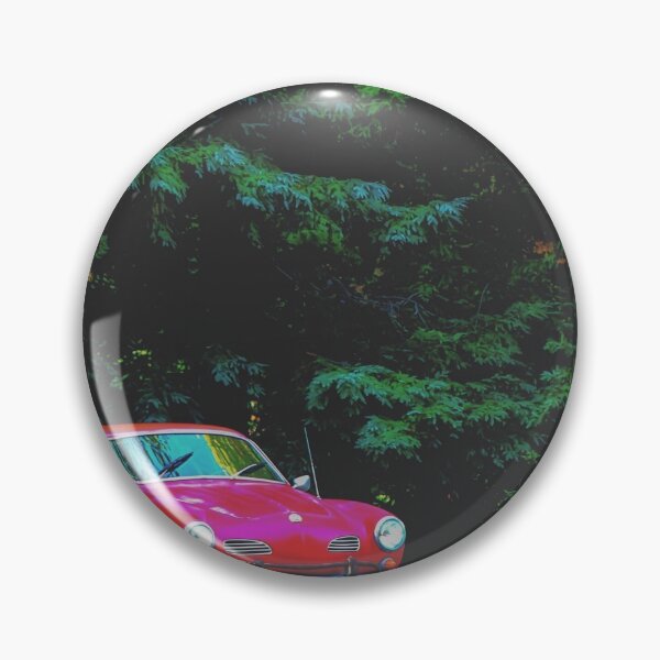 Item preview, red classic car in the forest with green tree background designed and sold by Mrvell.