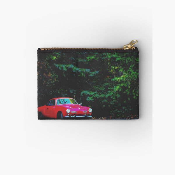 Item preview, red classic car in the forest with green tree background designed and sold by Mrvell.