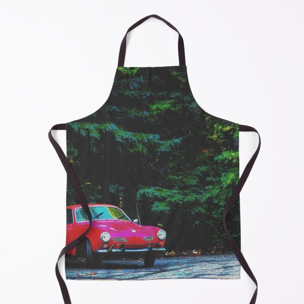 Item preview, red classic car in the forest with green tree background designed and sold by Mrvell.