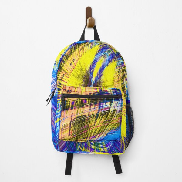 Item preview, geometric psychedelic splash abstract pattern in blue and yellow designed and sold by Mrvell.