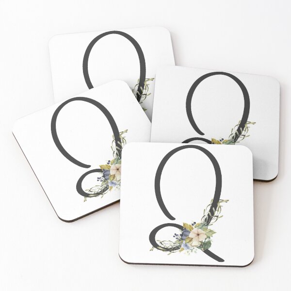 Item preview, Blue Floral Wreath Bouquet Monogram Letter Q designed and sold by TheFamilyVan.