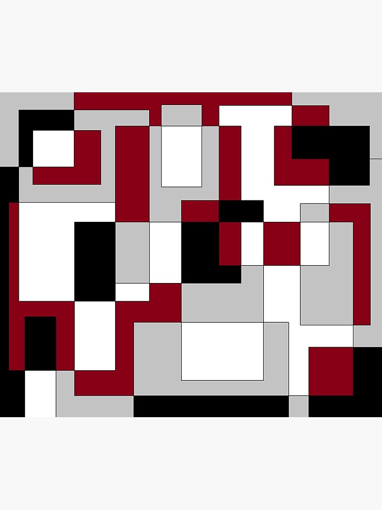 Modern Abstract Geometric Tiles Mosaic White Grey Black Red maroon by capsicumdesigns