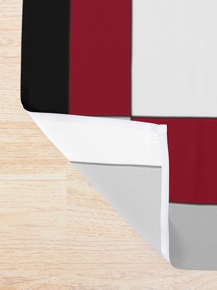 Alternate view of Modern Abstract Geometric Tiles Mosaic White Grey Black Red maroon Shower Curtain
