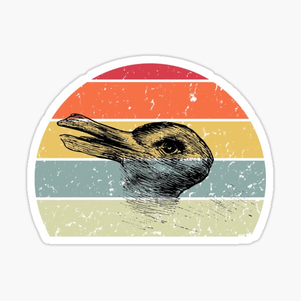 Item preview, Duck Rabbit Illusion - Vintage Retro Striped Sunset designed and sold by Totally-Psyched.