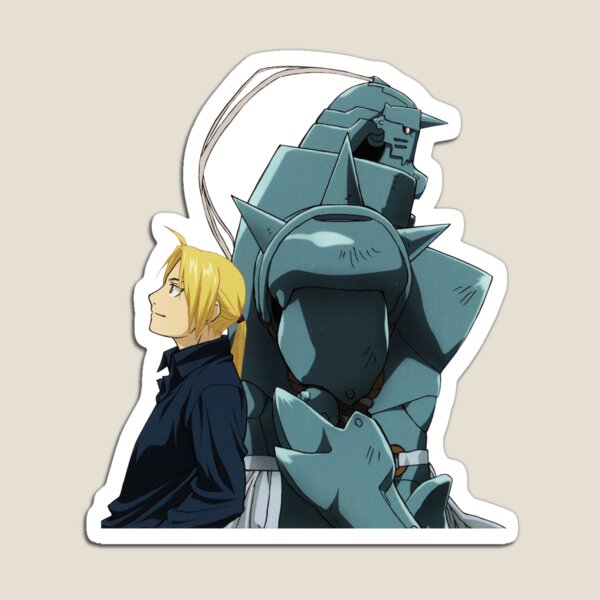 FullMetal Alchemist Anime Edward and Alphonse on Orange Refrigerator Magnet  NEW