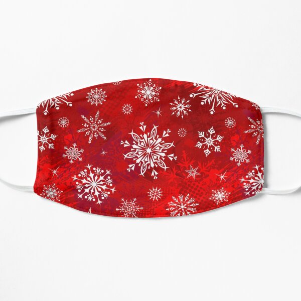 Christmas Pattern - Classic Red Gradient Snowflakes Design Flat Mask