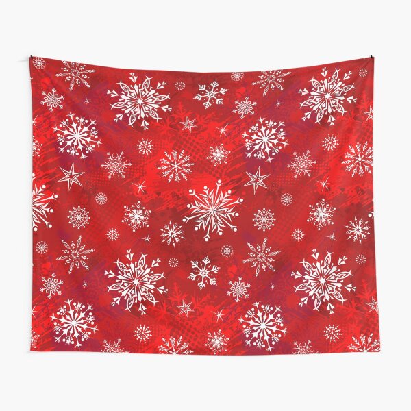 Christmas Pattern - Classic Red Gradient Snowflakes Design Tapestry