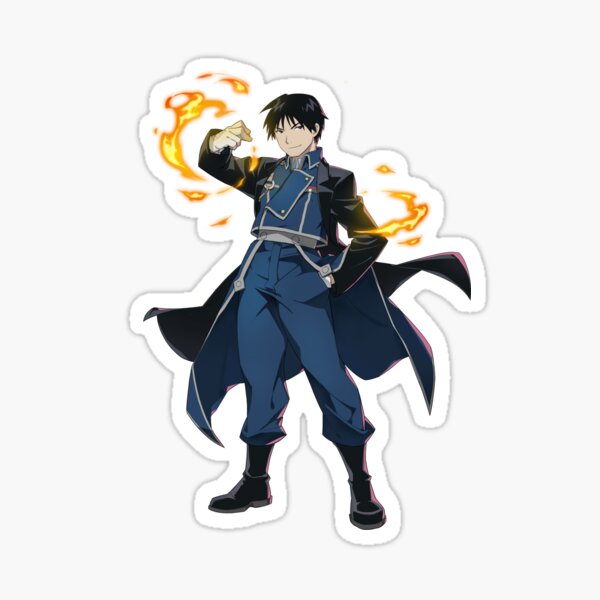 Lexica - Roy mustang, fullmetal alchemist style, Mustang, cartoon nature  sticker, fury, fire, anime style, anime initial d style, solid background  co