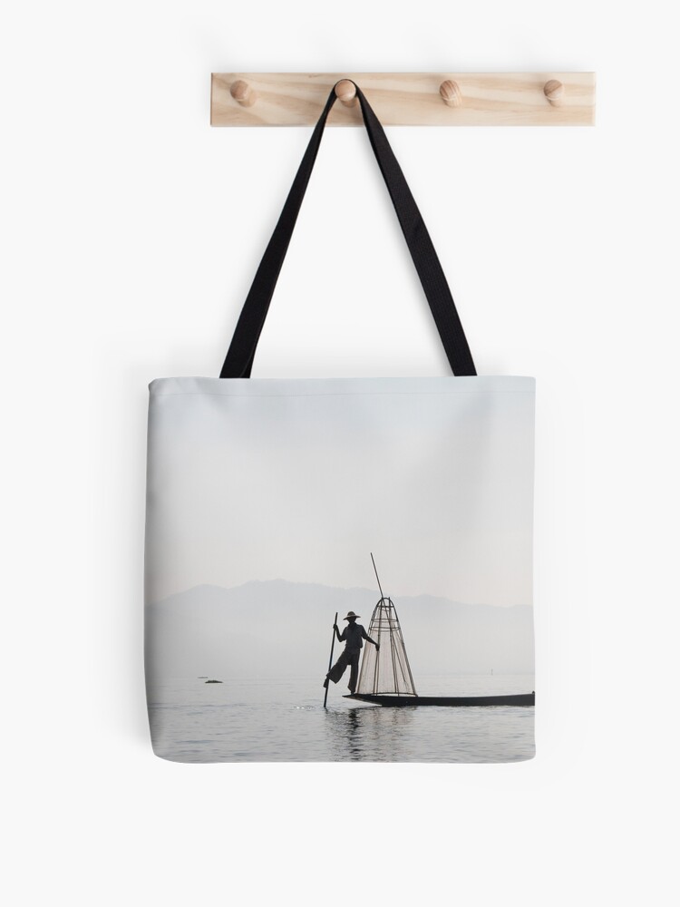 Thumbnail 1 of 2, Tote Bag, The fisher at Inle Lake designed and sold by missatgerebut.