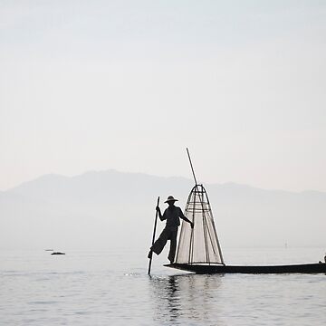 Artwork thumbnail, The fisher at Inle Lake by Clara Go (missatgerebut)
