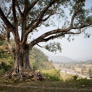 Artwork thumbnail, Nepali man sitting under a tree by Clara Go (missatgerebut)