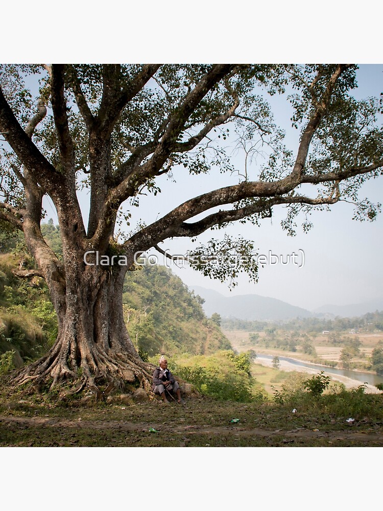 Thumbnail 2 of 2, Tote Bag, Nepali man sitting under a tree designed and sold by missatgerebut.