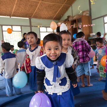 Artwork thumbnail, Preschoolers playing with Balloons in Myanmar by missatgerebut