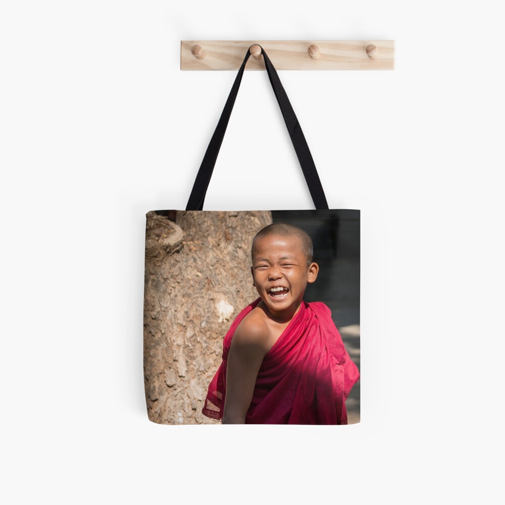 Laughing young monk in Myanmar Tote Bag