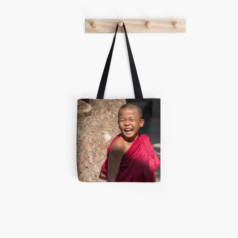 Laughing young monk in Myanmar Tote Bag