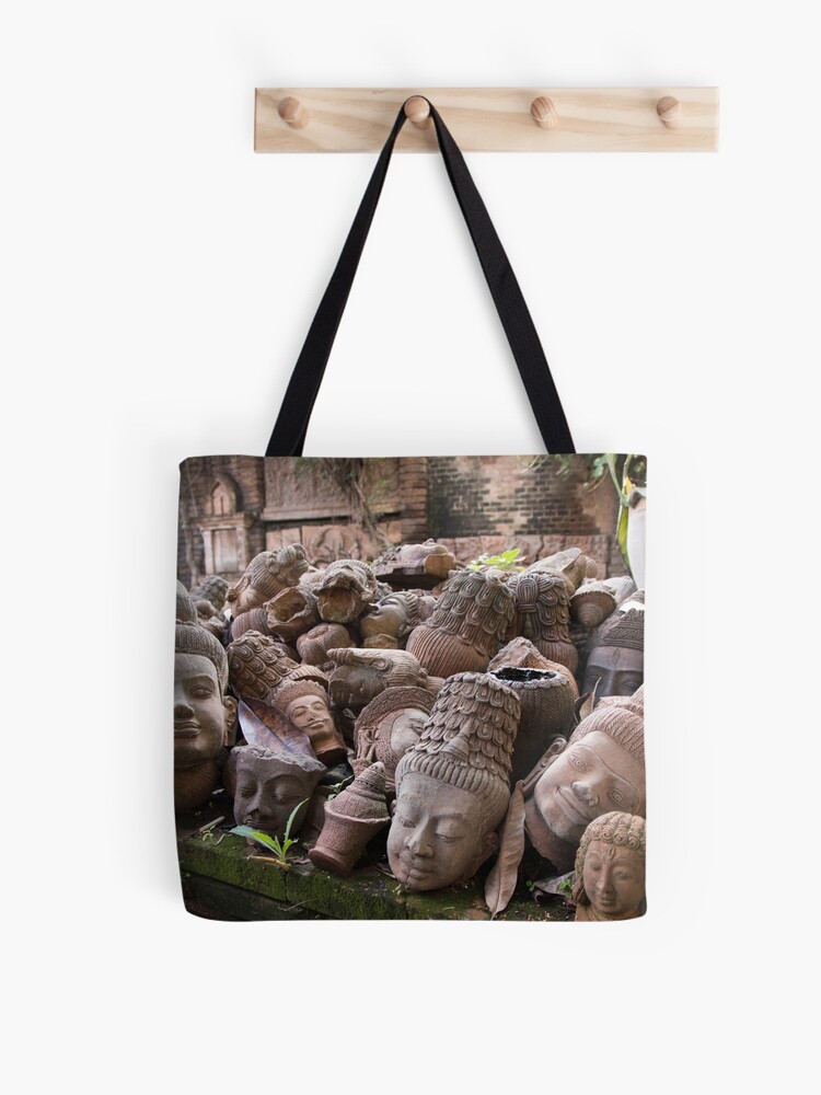 Thumbnail 1 of 2, Tote Bag, Lost Heads in the Terracotta Museum in Chiang Mai designed and sold by missatgerebut.
