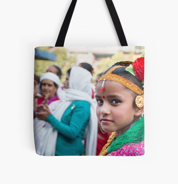 Young Nepali Girl during Tihar All Over Print Tote Bag