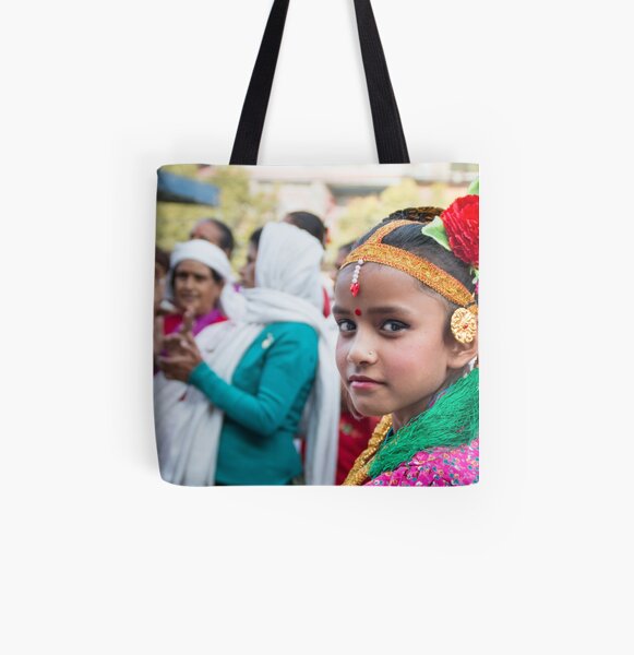 Young Nepali Girl during Tihar All Over Print Tote Bag