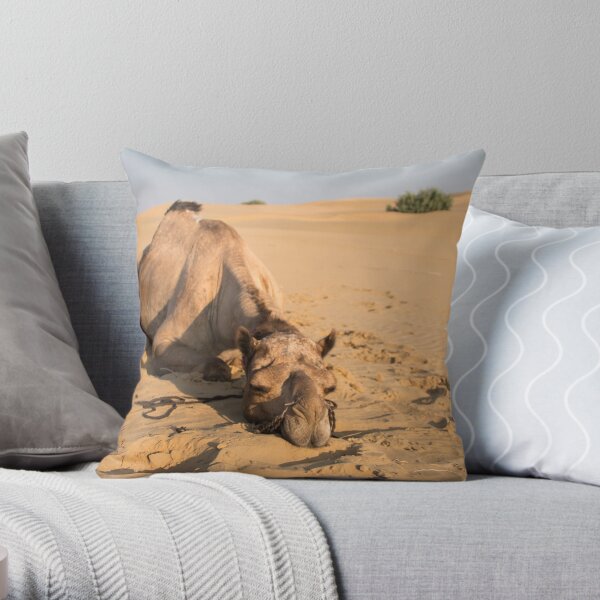 Poor Tired Camel Throw Pillow