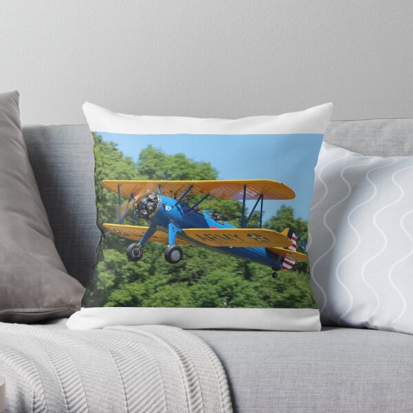 Boeing-Stearman Kaydet Biplane Trainer Aircraft Throw Pillow