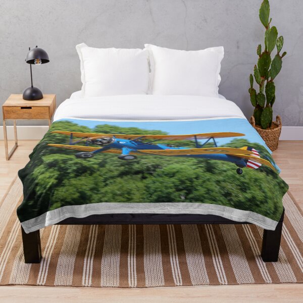 Boeing-Stearman Kaydet Biplane Trainer Aircraft Throw Blanket