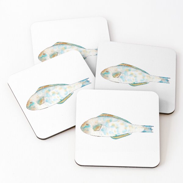 Item preview, Watercolor hand drawn illustration of Parrot fish designed and sold by FuzzyLogicKate.