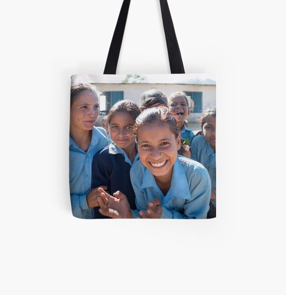 Girls In Tesinge - Far-west Nepal All Over Print Tote Bag