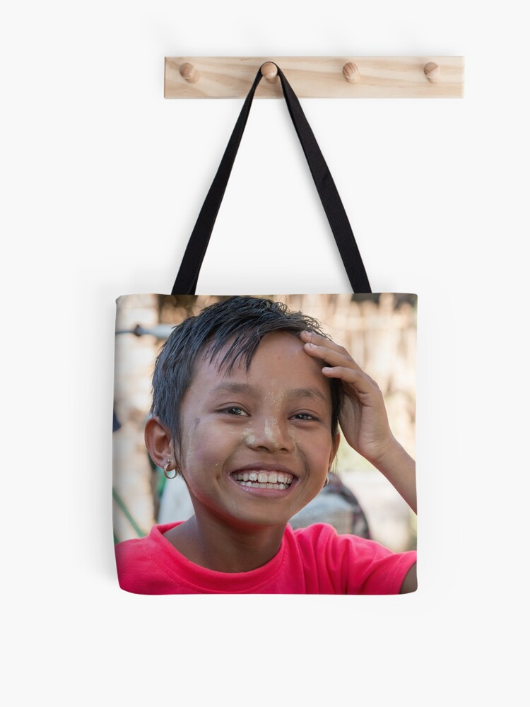 Thumbnail 1 of 2, Tote Bag, Happy girl in Myanmar designed and sold by missatgerebut.