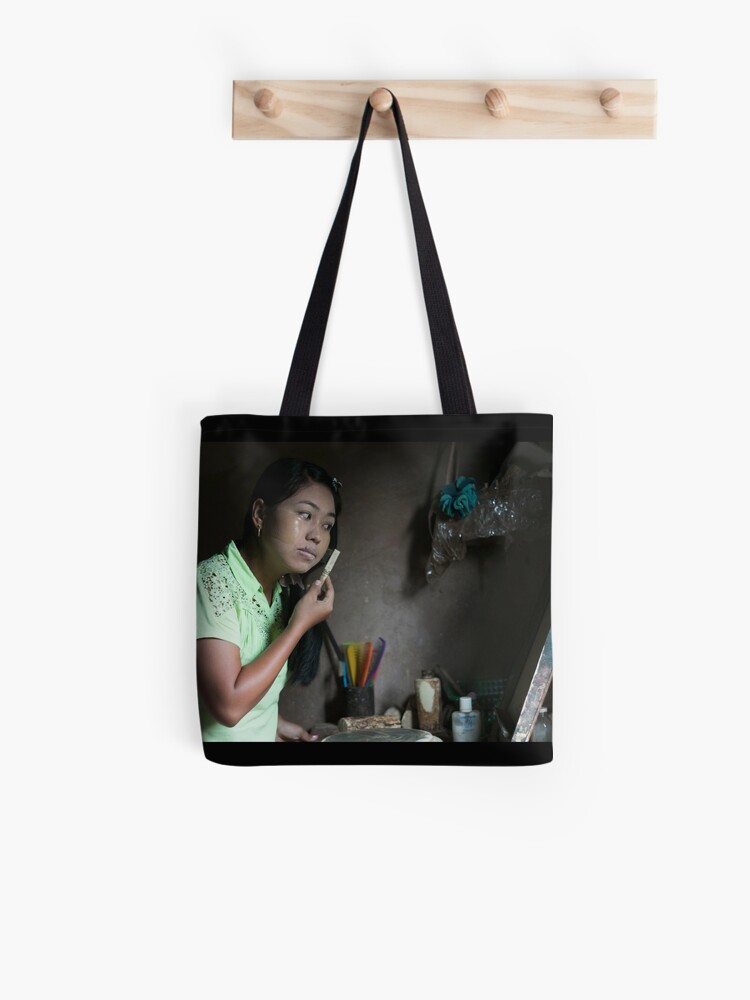 Thumbnail 1 of 2, Tote Bag, Each Morning ritual in every Myanmar House: Thanaka! designed and sold by missatgerebut.