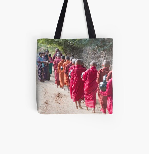 Each Morning Food Donation Ceremony in Myanmar All Over Print Tote Bag