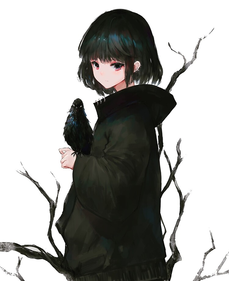 Anime Girl With A Crow Ipad Case Skin For Sale By Deadnzstore Redbubble