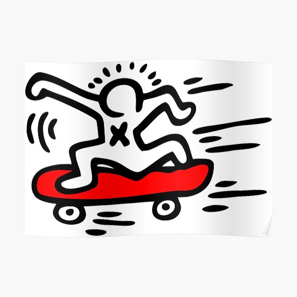 vtg 1980s NYC skateboard sticker Keith Haring multicolor 