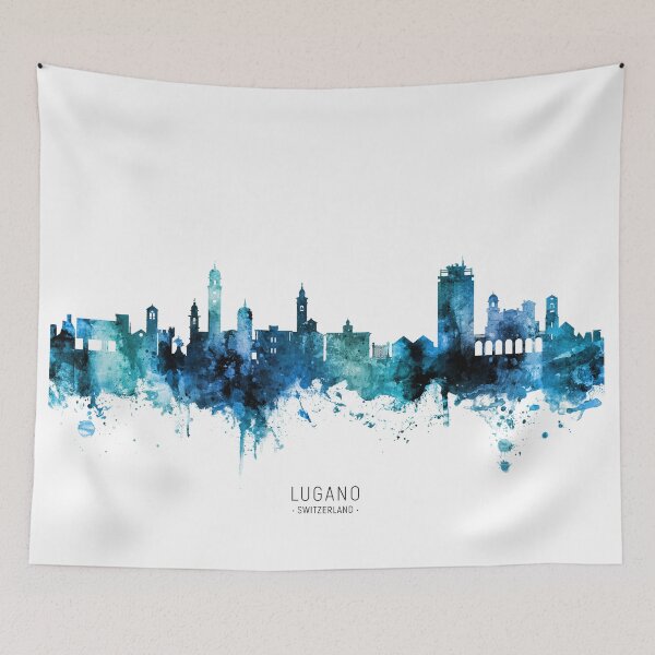 Item preview, Lugano Switzerland Skyline designed and sold by ArtPrints.