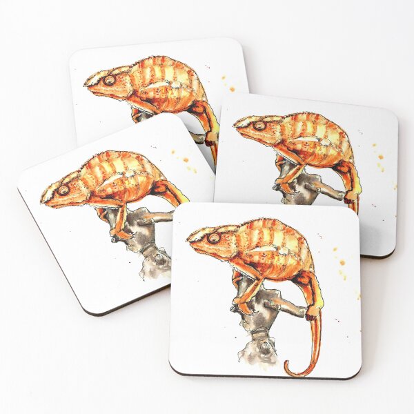 Item preview, Orange chameleon animalistic illustration designed and sold by Zavyalova-art.