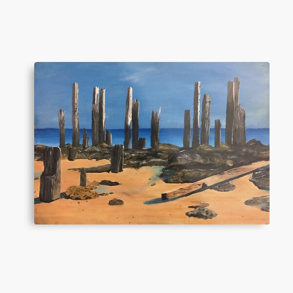 Port Willunga Old Jetty Acrylic Painting Metal Print