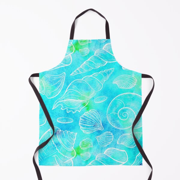Item preview, Aqua Blue and Teal white Seashells Shells Pattern designed and sold by funnytshirtemp.
