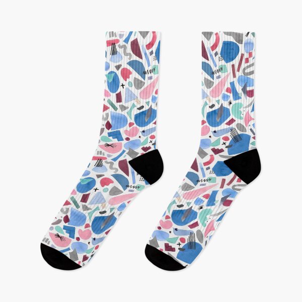 Item preview, Geometric Shapes Watercolor - Pink and Blue Abstract Nordic Print designed and sold by ninoladesign.