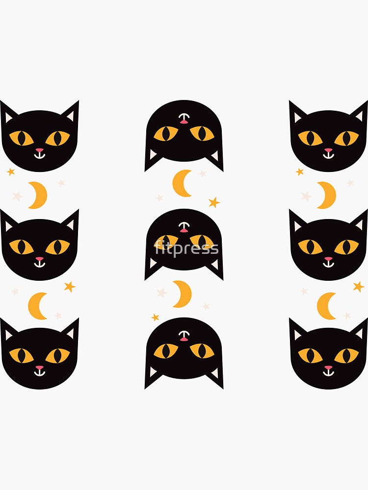 Thumbnail 3 of 3, Sticker, cute funny evil cats collection - halloween collection/ orange/ghost/autumn/funny/spooky/ghost /cute/death/savage designed and sold by fitpress.
