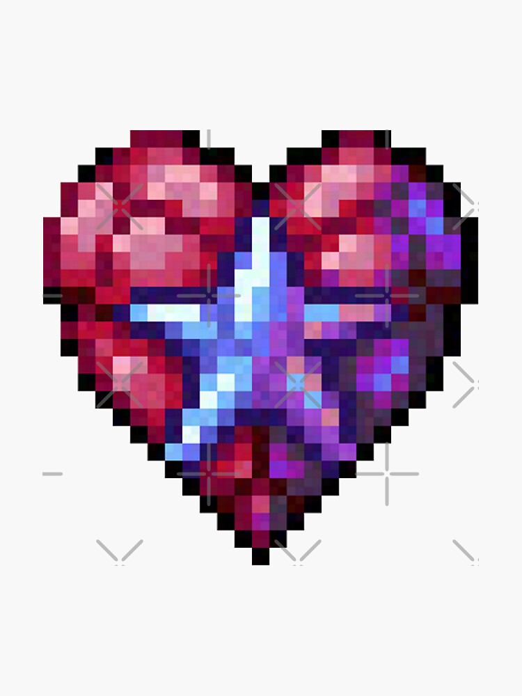 "Terraria Heart and Mana Crystal" Sticker for Sale by BukLauDesu