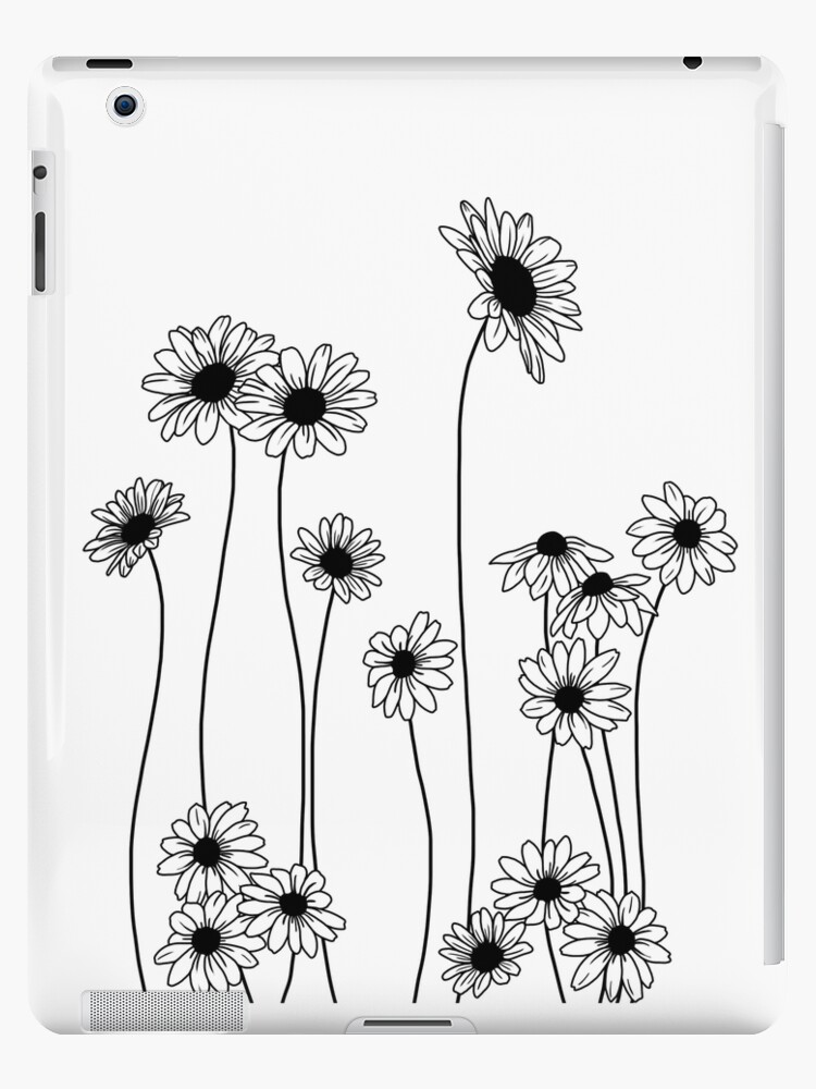 Funda y vinilo para iPad «Dibujo de línea botánica de margaritas» de  TheColourStudy | Redbubble