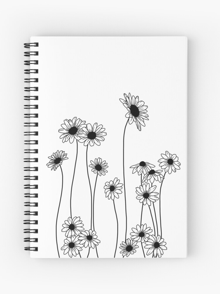 Cuaderno de espiral «Dibujo de línea botánica de margaritas» de  TheColourStudy | Redbubble