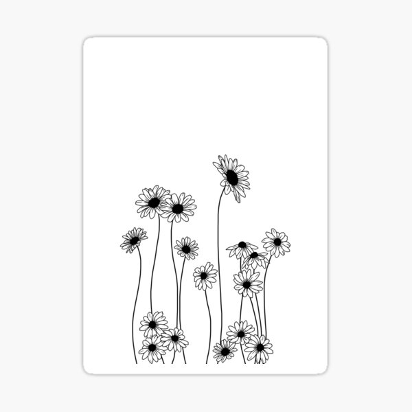 Aperçu de l'œuvre Dessin de ligne botanique marguerites créée et vendue par TheColourStudy.