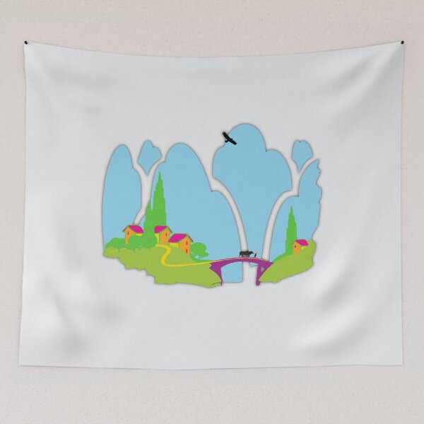 Item preview, China Landscape Mountain landscape with village and Eagle designed and sold by mashmosh.