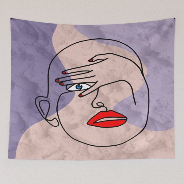 Item preview, Abstract peekaboo face on a multi colored background. decorating, interiors designed and sold by jayne0524.