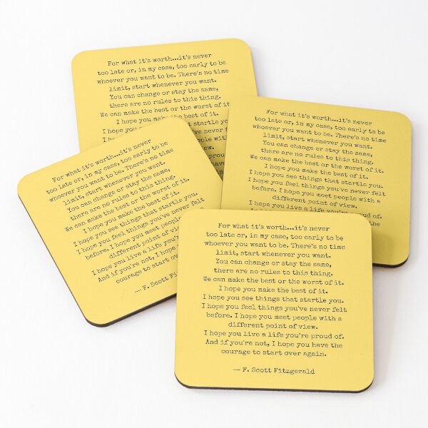 Item preview, For What Its Worth - F Scott Fitzgerald designed and sold by The Little Wood Cottage.